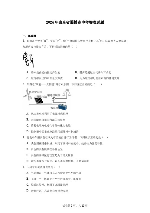 2024年山东省淄博市中考物理试题