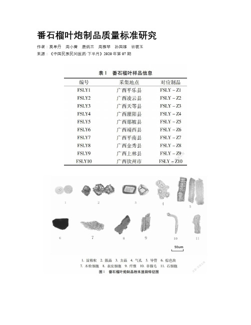 番石榴叶炮制品质量标准研究