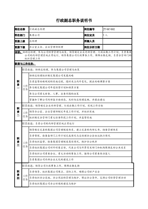 行政副总职务说明书