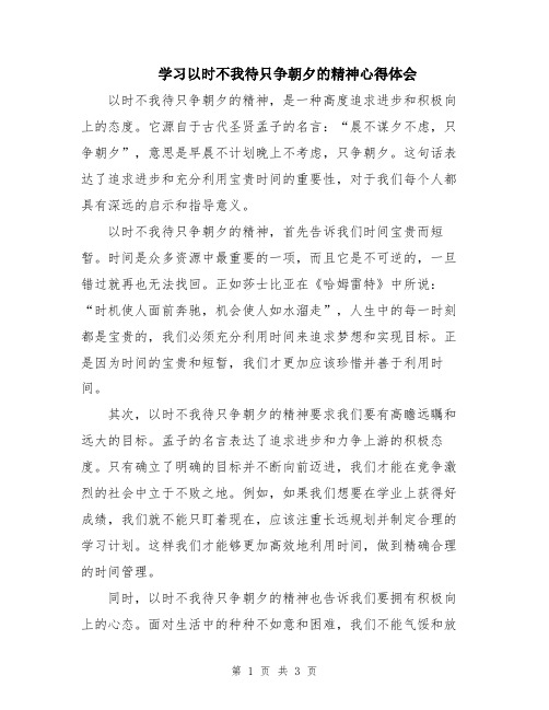 学习以时不我待只争朝夕的精神心得体会