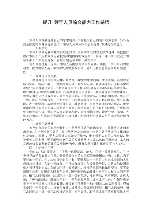 提升 领导人员综合能力工作感悟