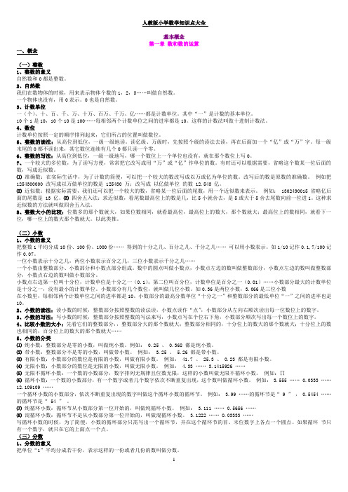 人教版小学数学知识点总结大全