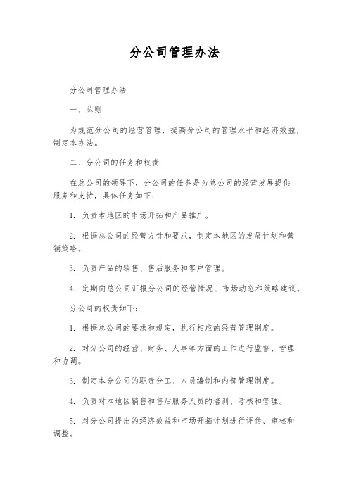 分公司管理办法