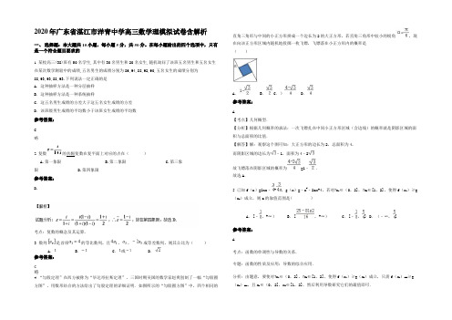 2020年广东省湛江市洋青中学高三数学理模拟试卷含解析