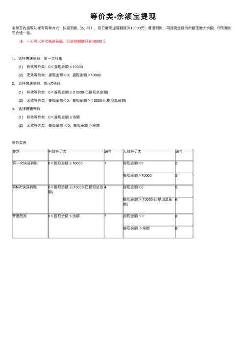 等价类-余额宝提现