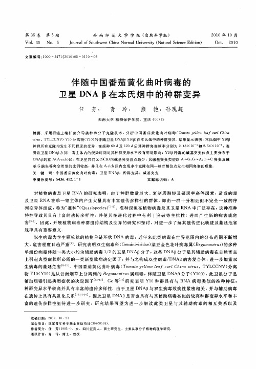 伴随中国番茄黄化曲叶病毒的卫星DNAβ在本氏烟中的种群变异
