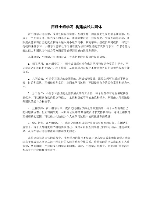 用好小组学习 构建成长共同体