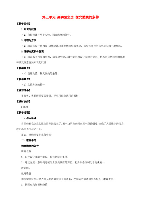 鲁教版化学-九年级上册-九年级第5单元定量研究化学反应到实验室去探究燃烧的条件教案新版鲁教版