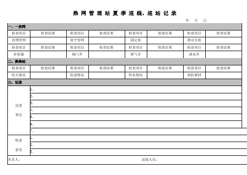 外网及换热站夏季巡检记录