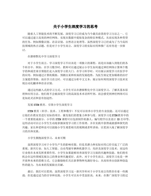 关于小学生深度学习的思考