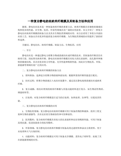 一种复合静电纺丝纳米纤维膜及其制备方法和应用