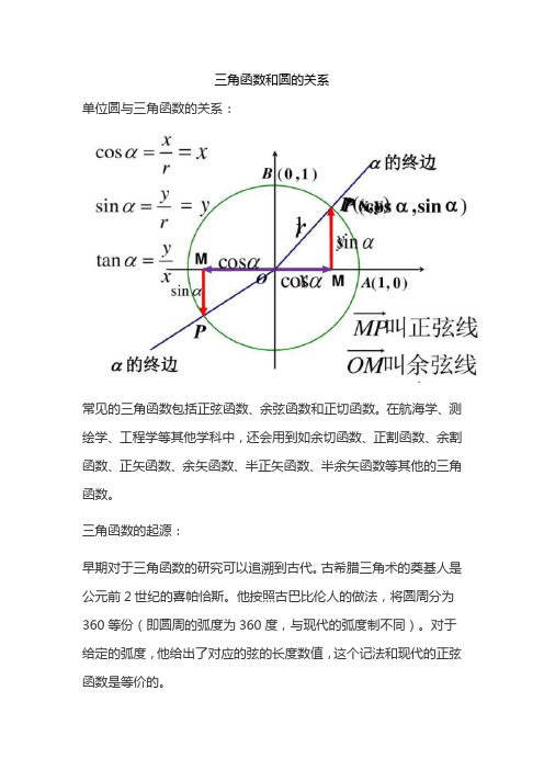 三角函数和圆的关系