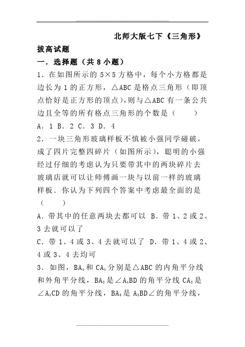 北师大版七下《三角形》拔高试题
