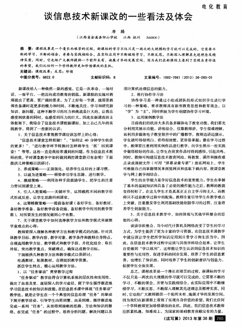 谈信息技术新课改的一些看法及体会