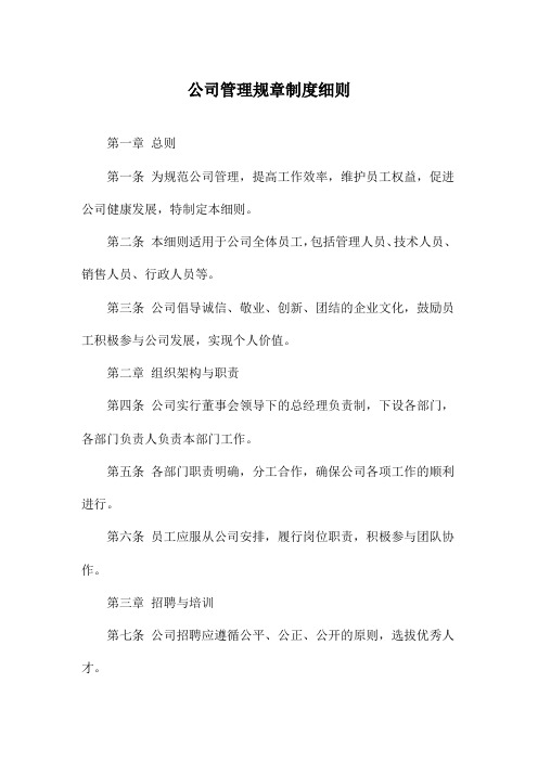 公司管理规章制度细则