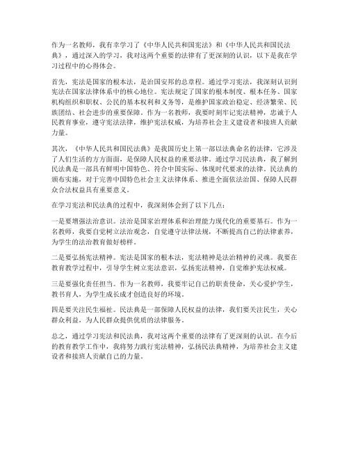 教师宪法民法典心得体会