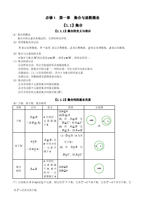 高中数学必修一集合与函数的概念复习资料