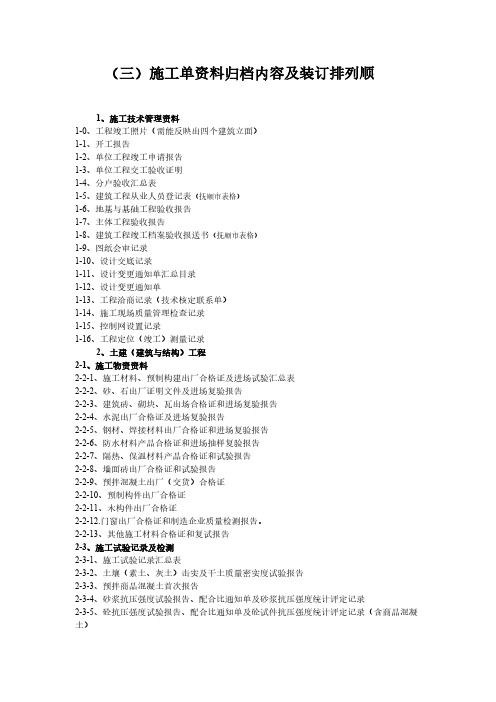 建筑工程文件归档范围(施工单位)