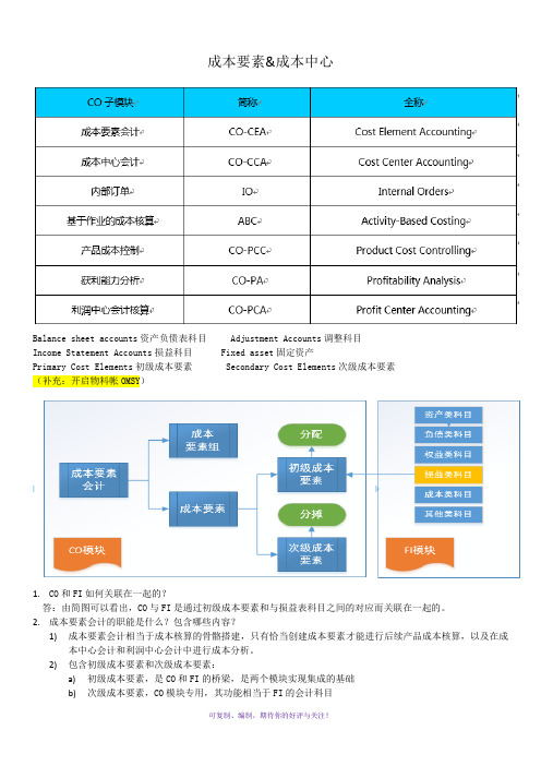 SAP成本要素会计和成本中心会计知识点汇总