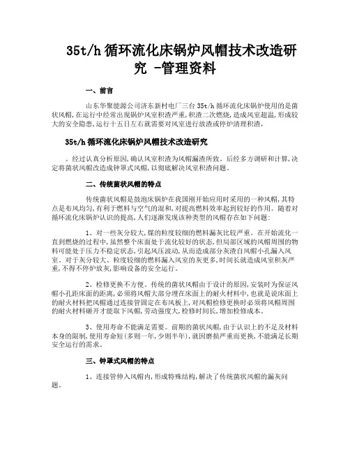 35th循环流化床锅炉风帽技术改造研究管理资料