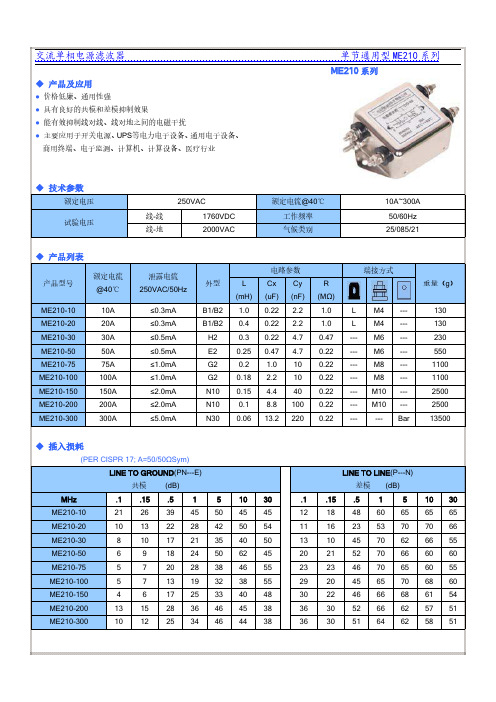 ME210单相单节交流滤波器220V