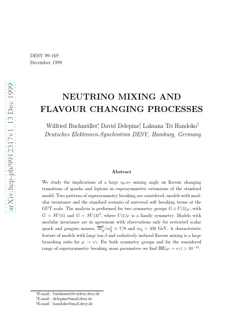 Neutrino Mixing and Flavour Changing Processes