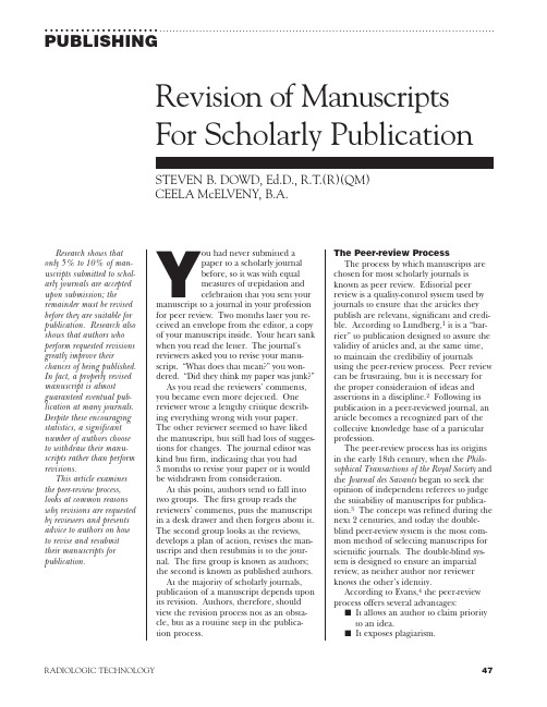 Revision of Manuscripts for scholarly publication