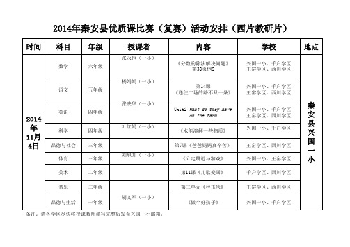 2014优质课复赛活动方案