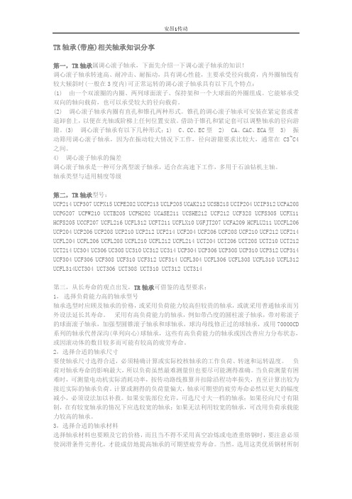 TR轴承(带座)相关轴承知识分享