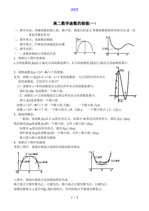 高二数学 函数的极值(一)