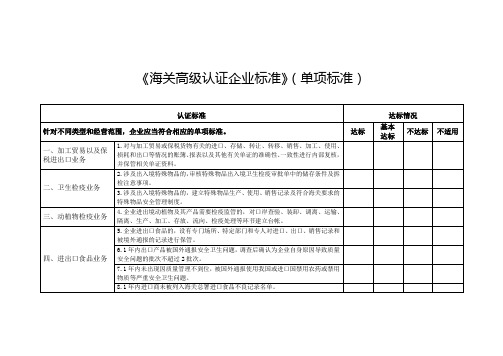 海关高级认证企业标准单项