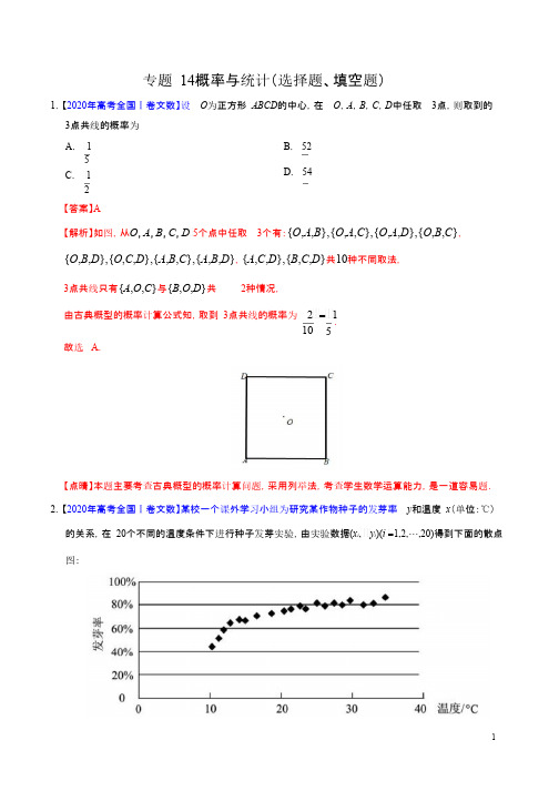 概率与统计(选择题、填空题)—高考真题文科数学分项汇编(解析版)