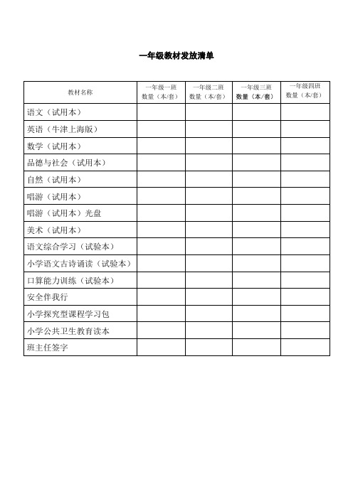 教材发放清单