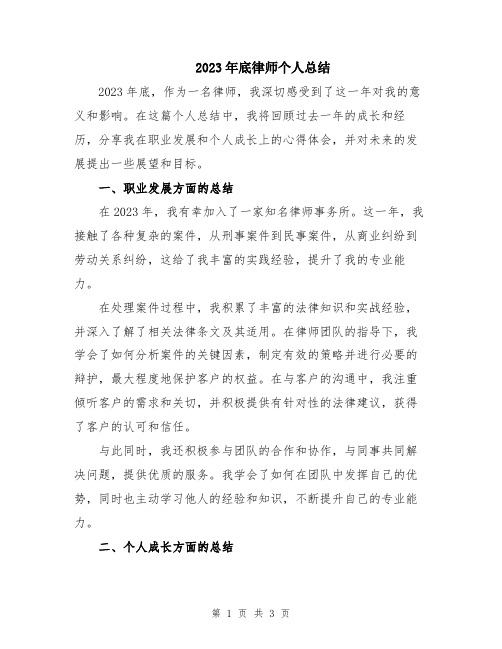 2023年底律师个人总结