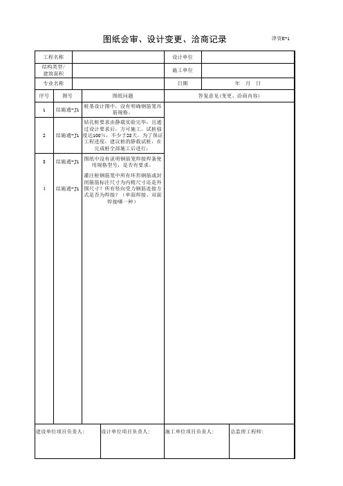 001-津资K-1 图纸会审、设计变更、洽商记录