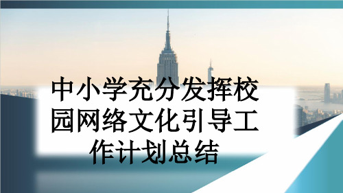 中小学充分发挥校园网络文化引导工作计划总结