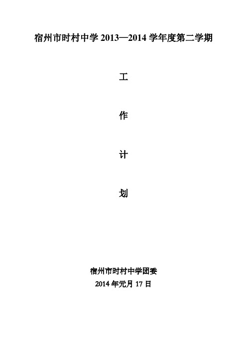 2013-2014团委工作计划