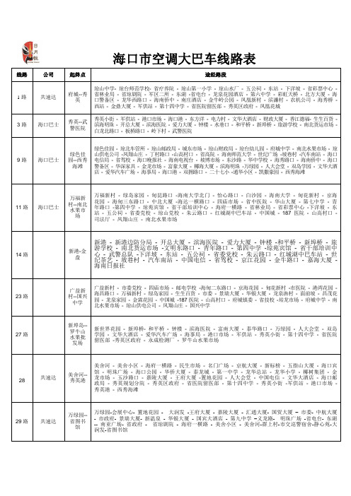 新版海口公交车线路表