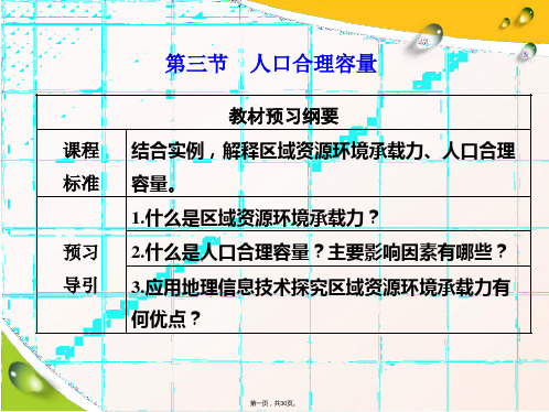 新教材新课程同步鲁教版地理必修第二册学案课件第一单元第三节人口合理容量