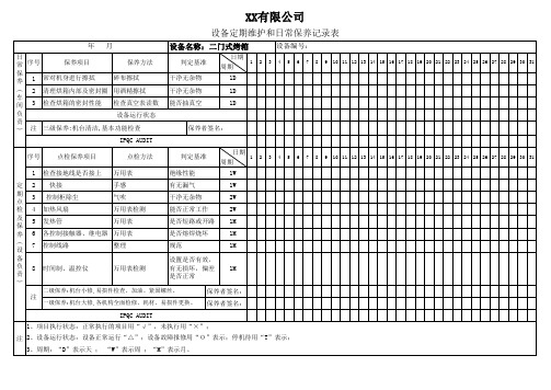 二门式烤箱保养记录表