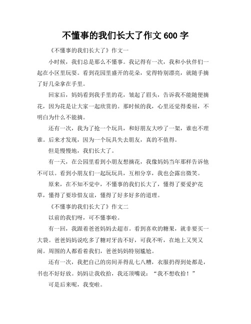 不懂事的我们长大了作文600字