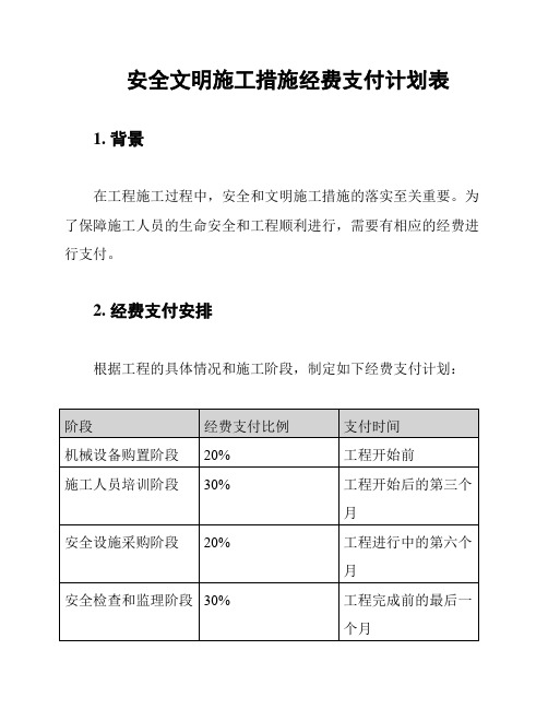 安全文明施工措施经费支付计划表