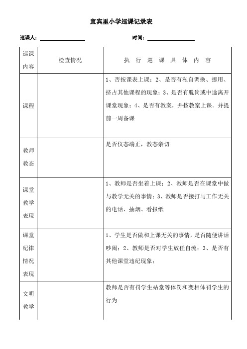 宜宾里小学巡课记录表