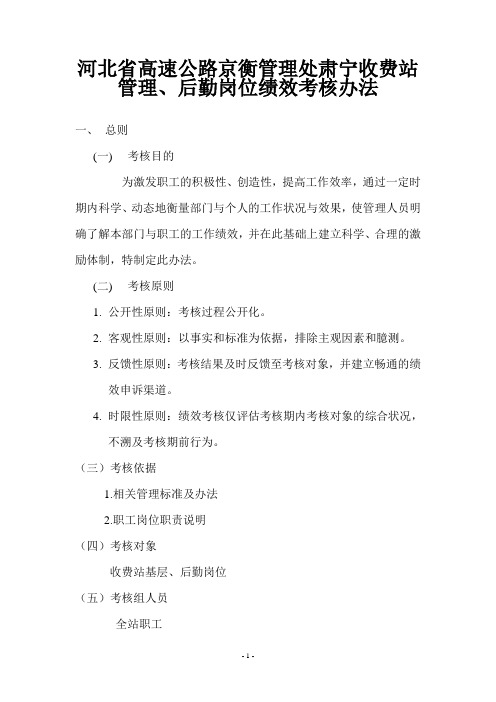 河北省高速公路京衡管理处肃宁收费站管理