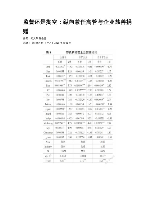 监督还是掏空：纵向兼任高管与企业慈善捐赠