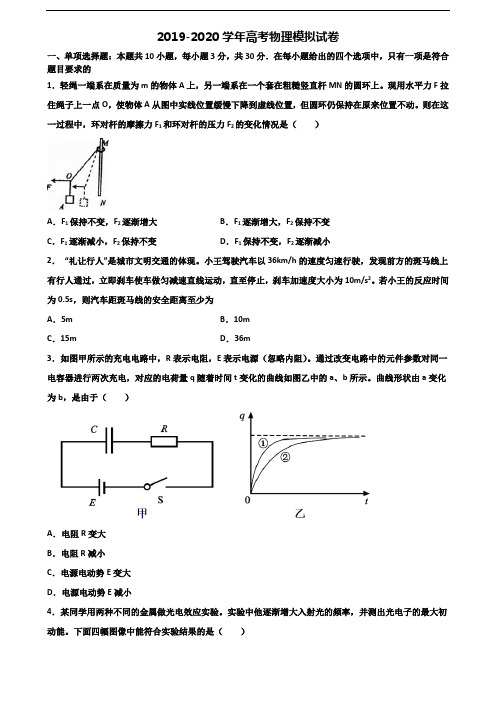 (3份试卷汇总)2019-2020学年黑龙江省七台河市高考物理学业质量监测试题