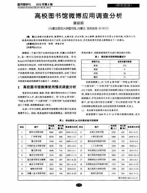 高校图书馆微博应用调查分析