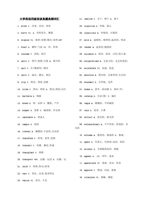 历年大学英语四级阅读真题高频词汇汇编