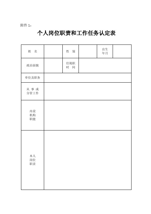 个人岗位职责和工作任务认定表