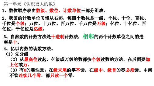 四年级数学上册早读材料